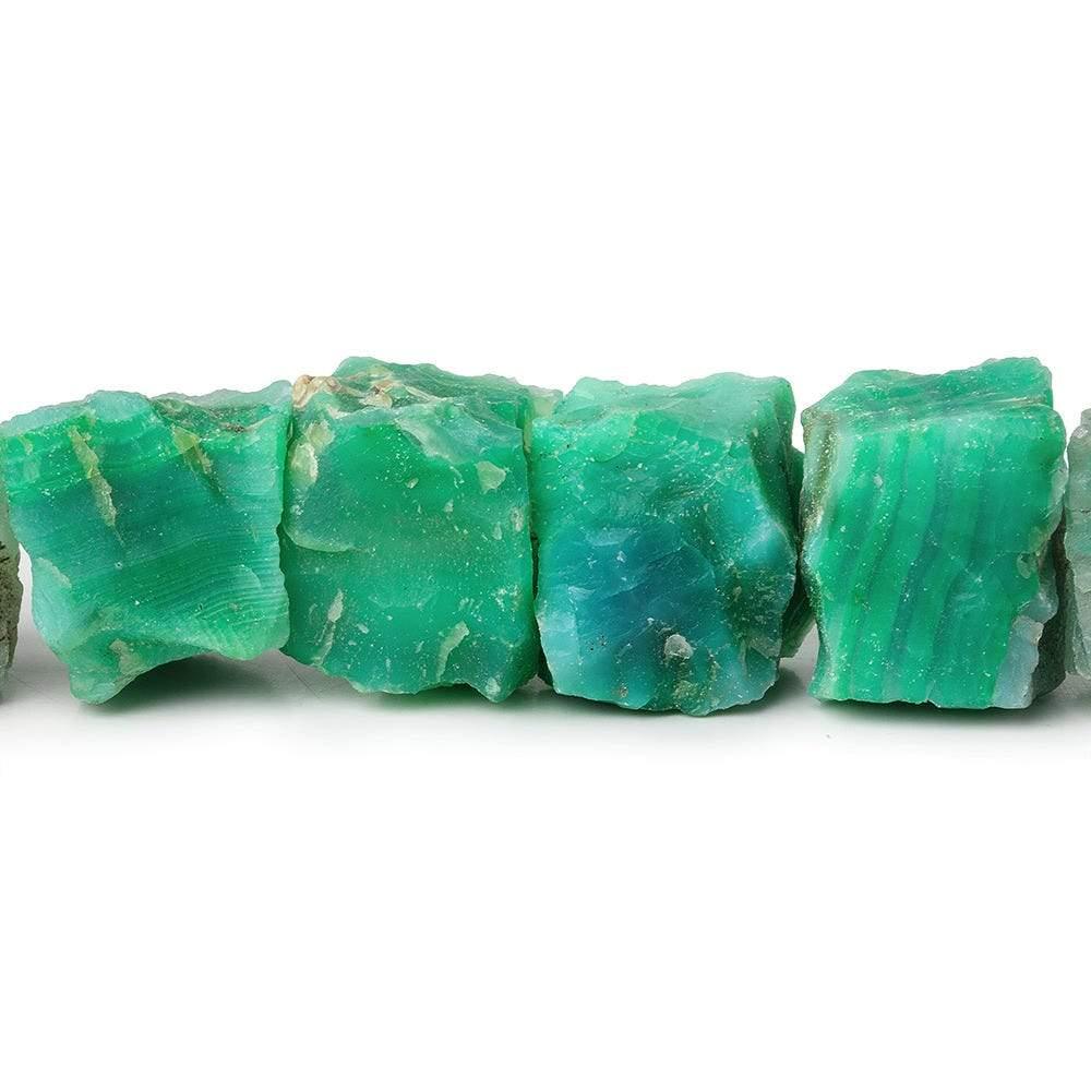 Dark Mint Green Agate Chip Hammer Faceted Cube Beads 8 inch 16 pieces - The Bead Traders