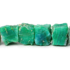 Dark Mint Green Agate Chip Hammer Faceted Cube Beads 8 inch 16 pieces - The Bead Traders