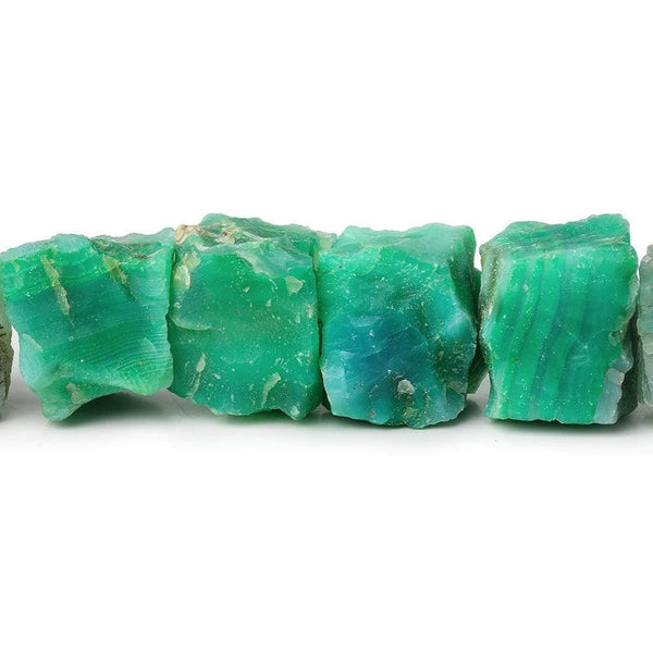 Dark Mint Green Agate Chip Hammer Faceted Cube Beads 8 inch 16 pieces