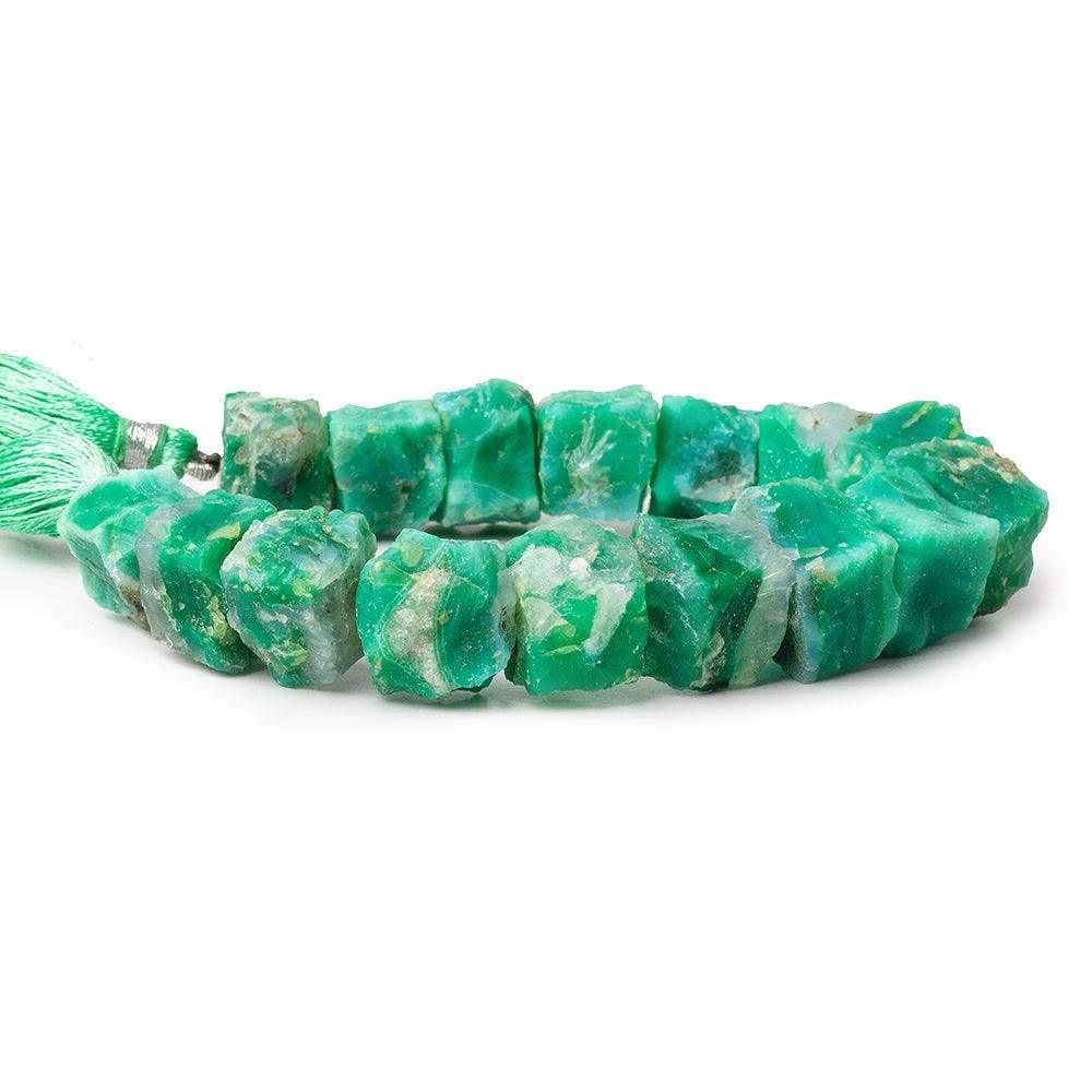 Dark Mint Green Agate Chip Hammer Faceted Cube Beads 8 inch 16 pieces - The Bead Traders