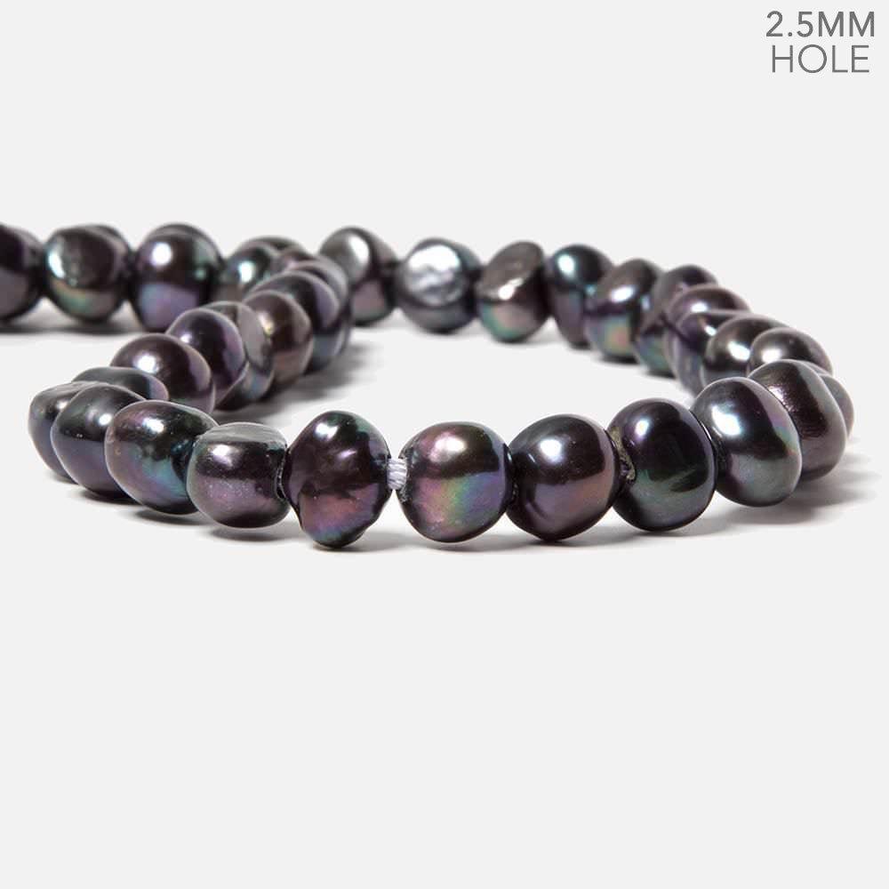 Dark Peacock Large Hole Baroque Freshwater Pearls 15 inch 44 pieces - The Bead Traders