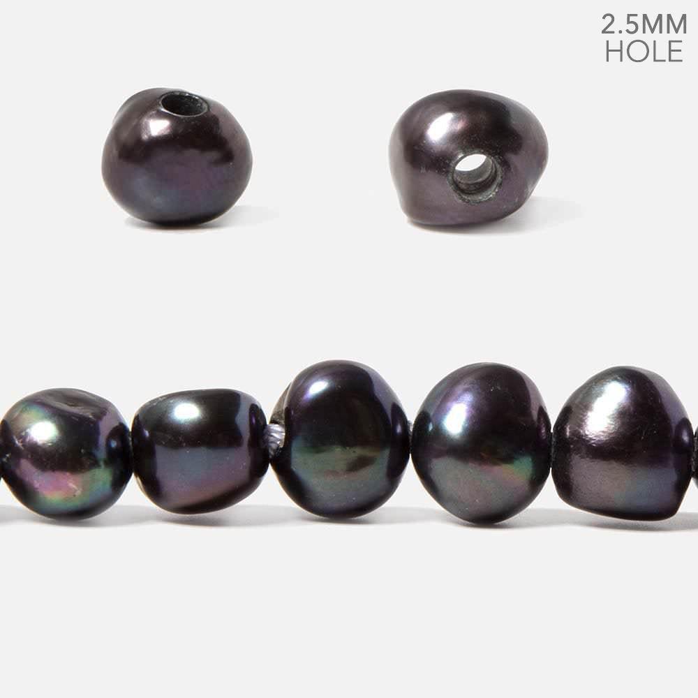 Dark Peacock Large Hole Baroque Freshwater Pearls 15 inch 44 pieces - The Bead Traders