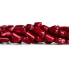 Dark Red Bamboo Coral Tubes 16 inch 32 beads - The Bead Traders
