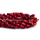 Dark Red Bamboo Coral Tubes 16 inch 32 beads - The Bead Traders