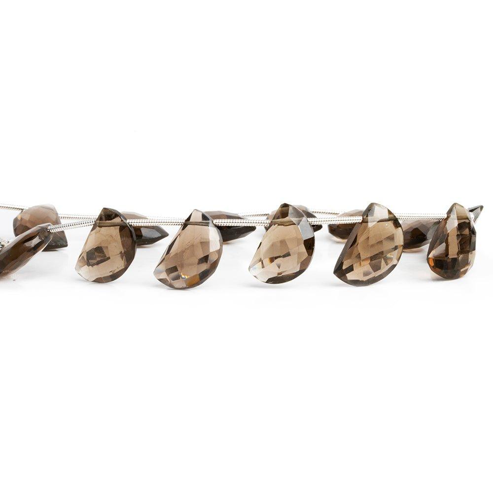 Dark Smoky Quartz Half Moon Beads 8 inch 13 pieces - The Bead Traders