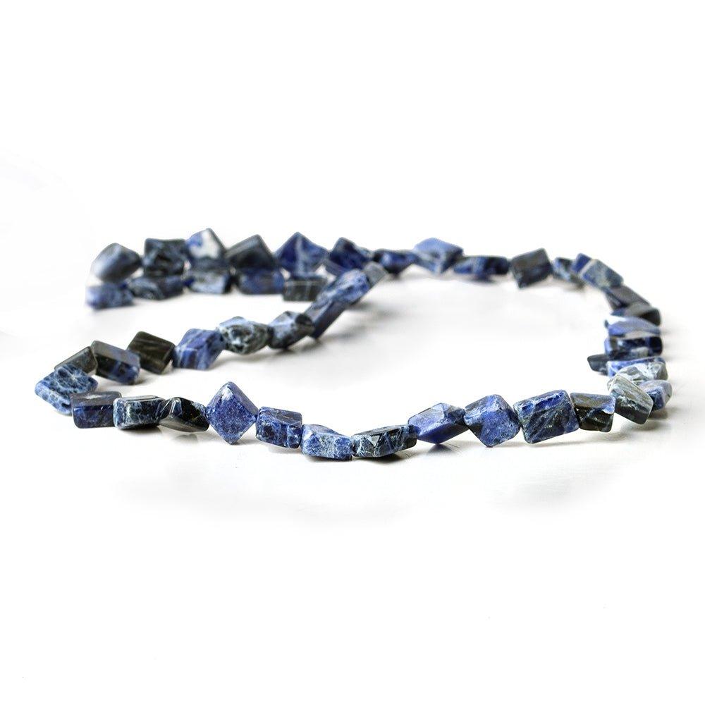 Dark Sodalite plain corner drilled squares 14 inch 49 beads 6x6mm average - The Bead Traders