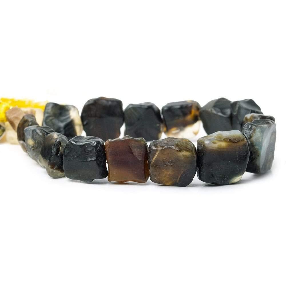 Dark Walnut Brown Agate Hammer Faceted Beads - Lot of 2 - The Bead Traders