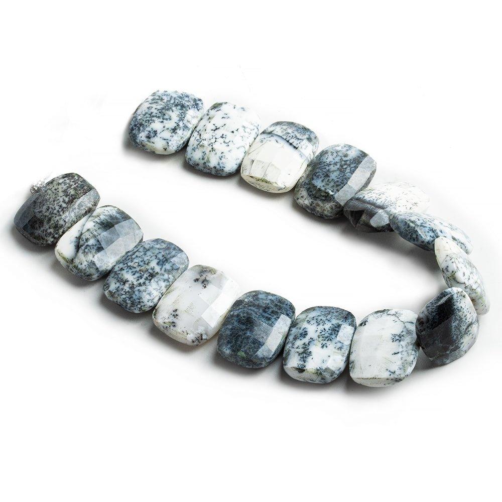 Dendritic Opal Faceted Cushion Beads 8 inch 13 pieces - The Bead Traders