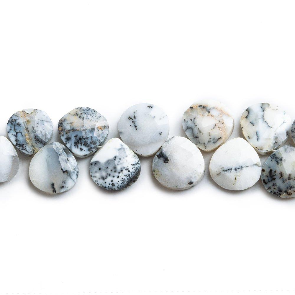 Dendritic Opal Faceted Heart Beads 6 inch 35 pieces - The Bead Traders