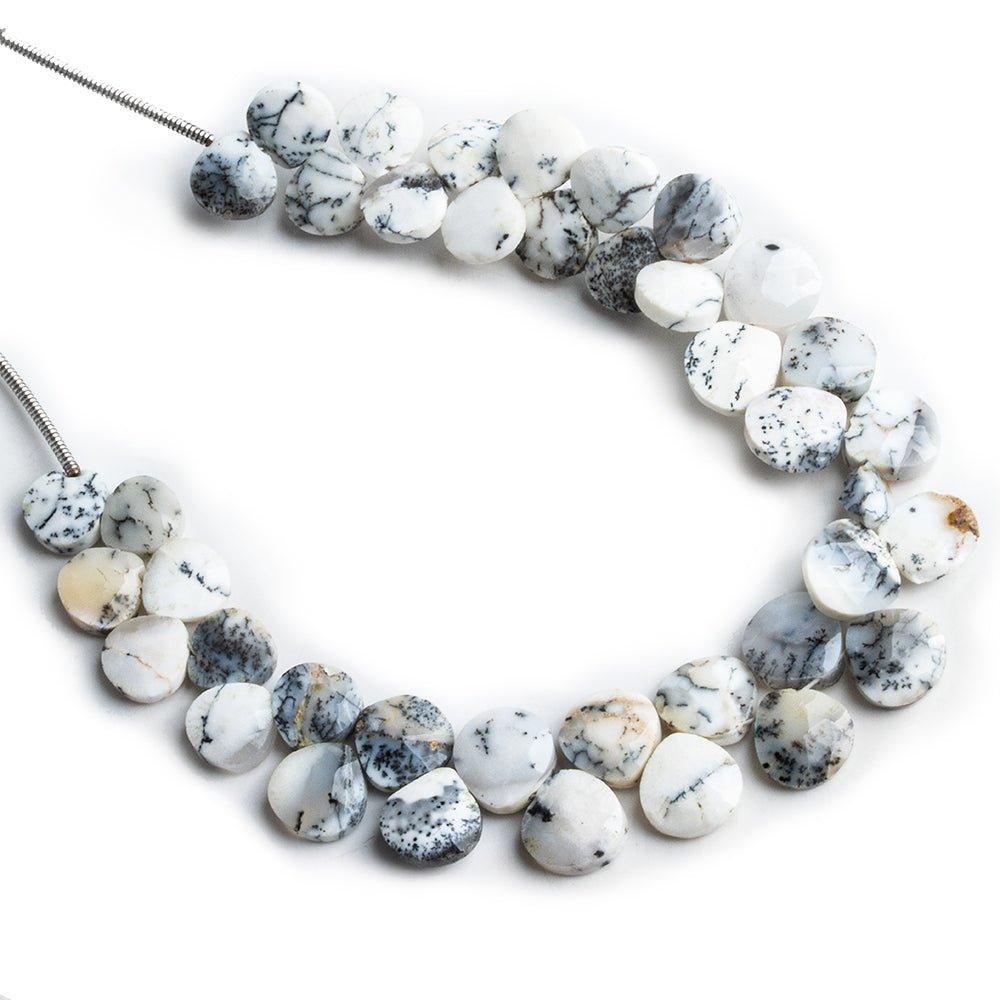 Dendritic Opal Faceted Heart Beads 6 inch 35 pieces - The Bead Traders