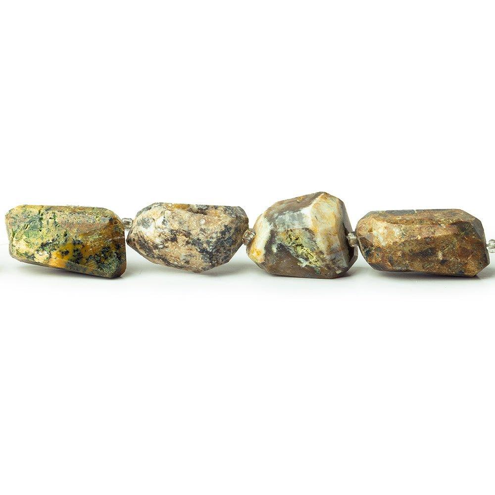 Dendritic Opal Faceted Nugget Beads 15 inches 19 pieces - The Bead Traders