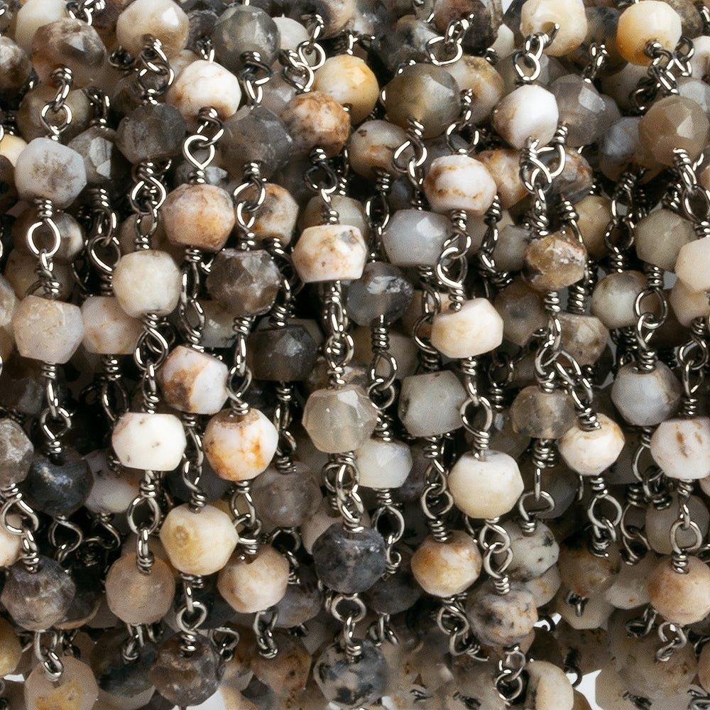 Dendritic Opal Rondelle Black Gold Chain by the Foot 30 pieces - The Bead Traders