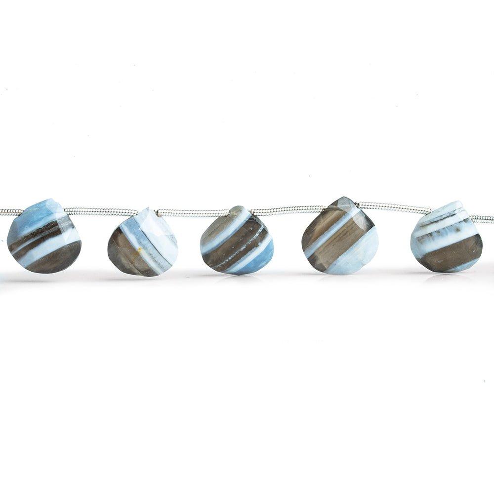 Denim Blue Opal Faceted Heart Beads 8 inch 12 pieces - The Bead Traders
