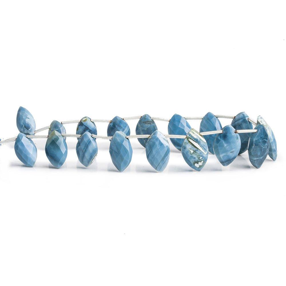 Denim Blue Opal Faceted Marquise Beads 8 inch 17 pieces - The Bead Traders