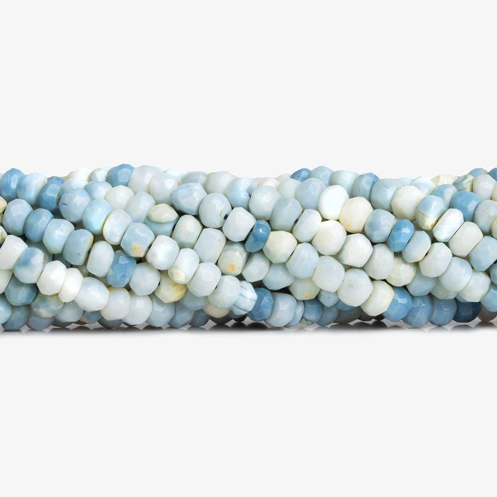 Denim Blue Opal Hand Cut Faceted Rondelle Beads 12 inch 100 pieces - The Bead Traders