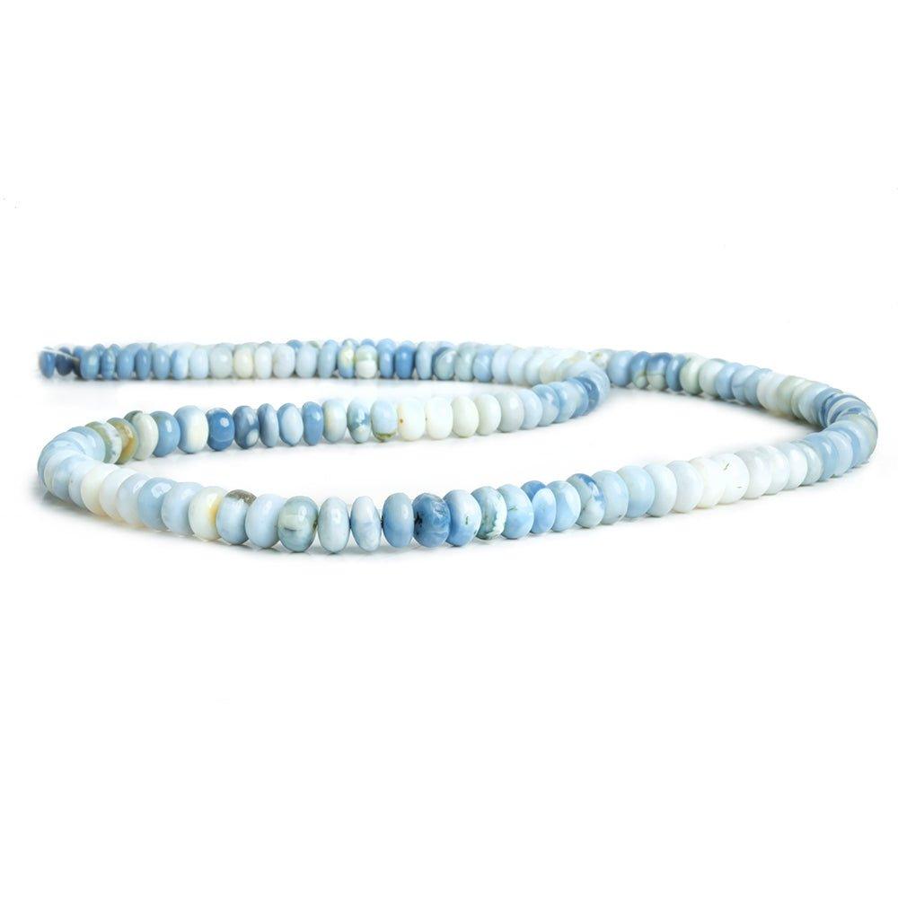 Denim Blue Opal Plain Rondelle Beads 18 inch 145 pieces - The Bead Traders