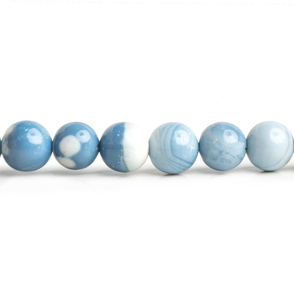 Denim Blue Opal Plain Round Beads 18 inch 75 pieces - The Bead Traders