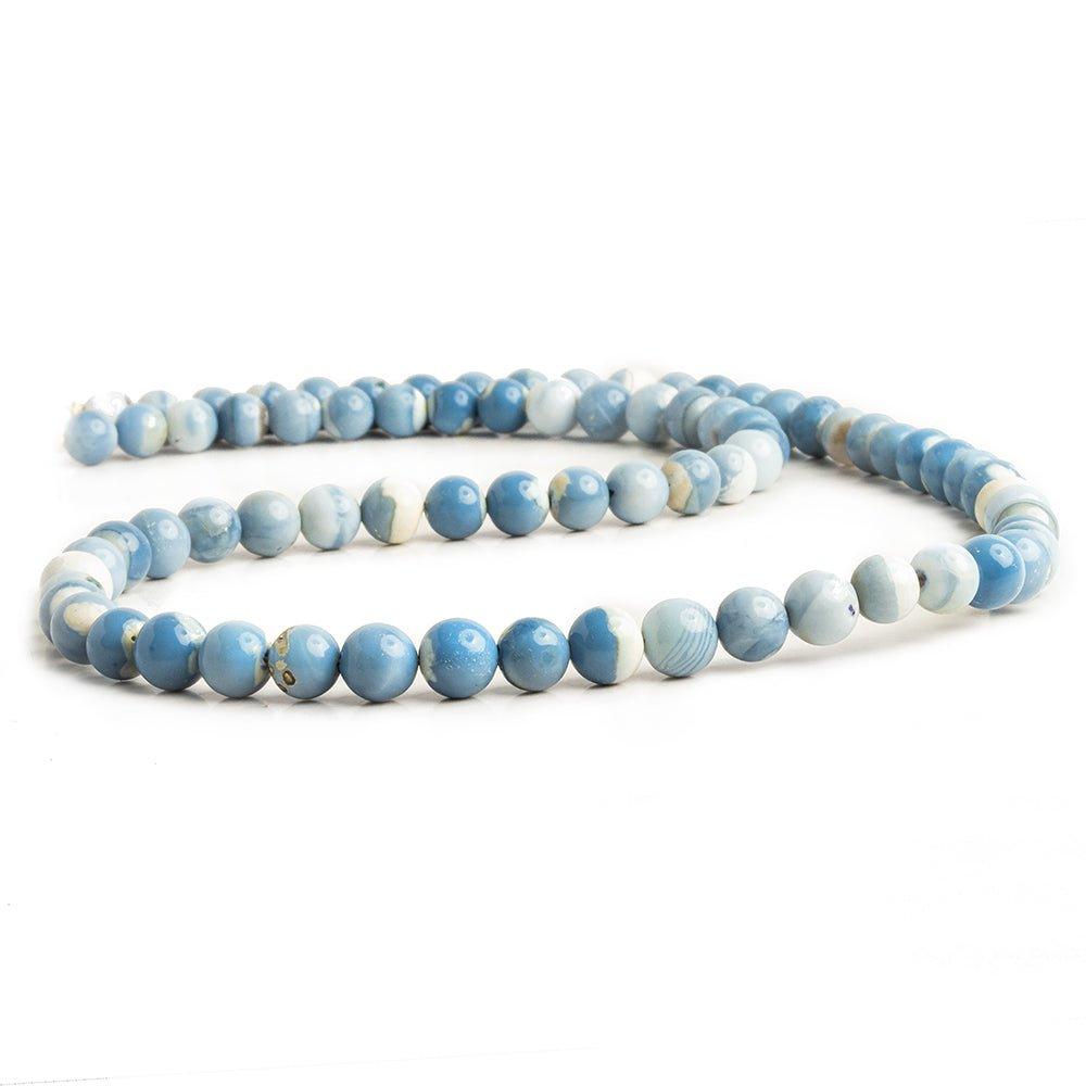 Denim Blue Opal Plain Round Beads 18 inch 75 pieces - The Bead Traders