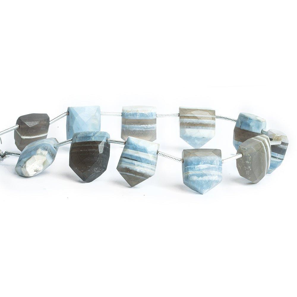 Denim Blue Opal Top Drilled Faceted Shield Beads 8 inch 12 pieces - The Bead Traders