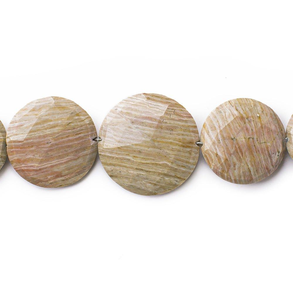 Desert Cliff Striated Jasper Straight Drilled Faceted Coin Beads 8 inch 10 pieces - The Bead Traders