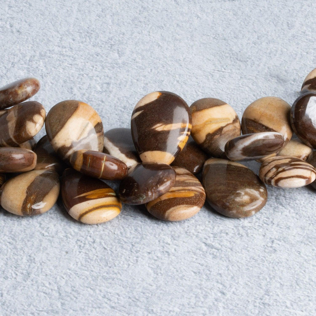 Desert Khaki Jasper Pear Beads 6 inch 34 beads - The Bead Traders