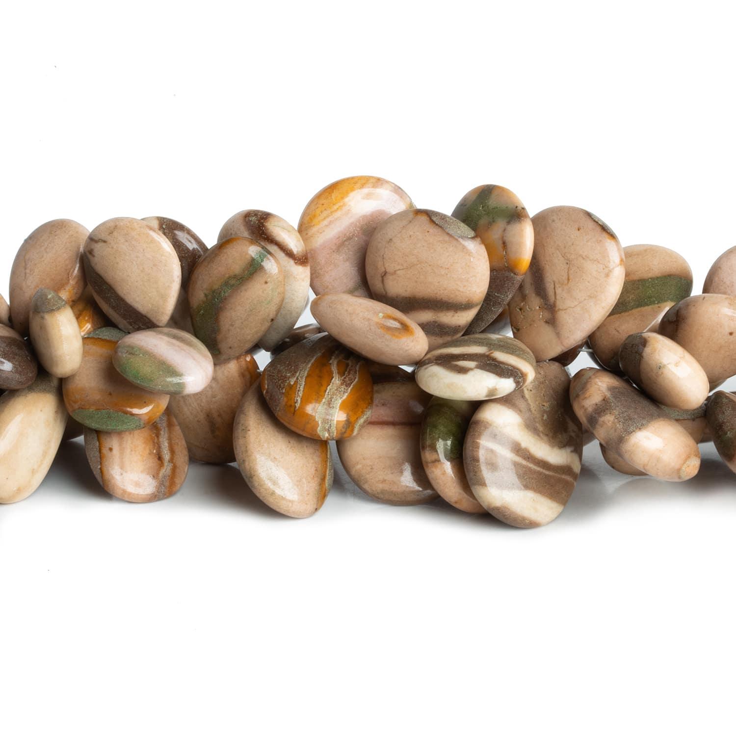 Desert Khaki Jasper Pear Beads 7 inch 43 beads - The Bead Traders