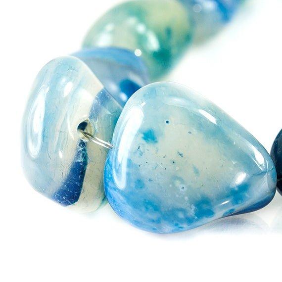 Dyed Blue Agate 2.5mm Hole & 1mm Hole Plain Nugget Beads 15 inch 17 pieces - The Bead Traders