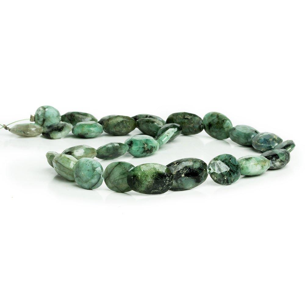 Emerald Faceted Oval Beads 13 inch 28 pieces - The Bead Traders