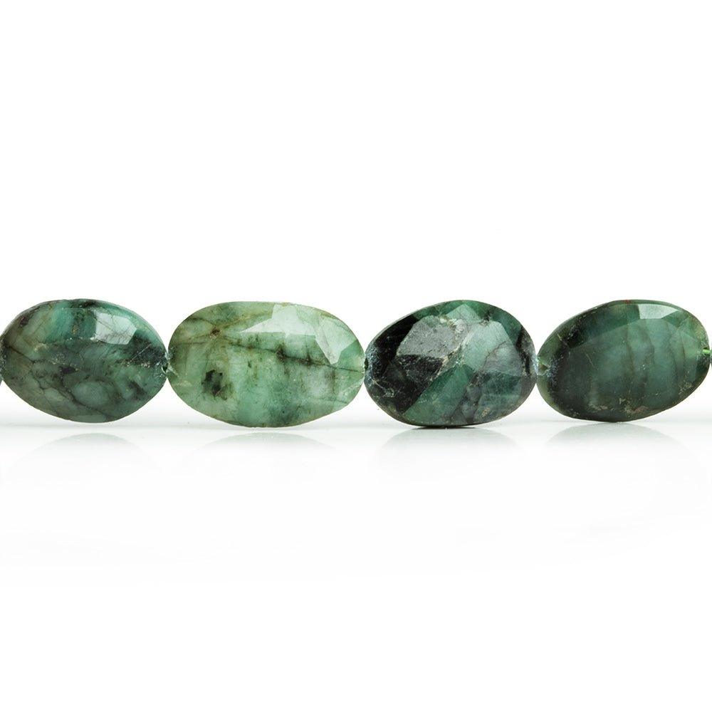 Emerald Faceted Oval Beads 13 inch 28 pieces - The Bead Traders