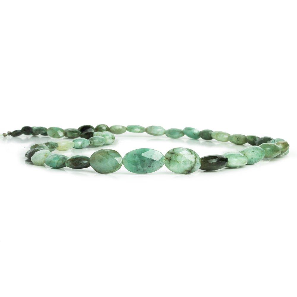 Emerald Faceted Oval Beads 16 inch 43 pieces - The Bead Traders