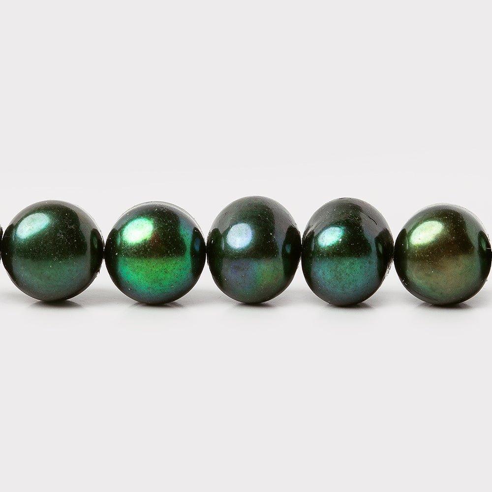 Emerald Green Ringed Baroque Freshwater Pearl 16 inch 47 pieces 10x9mm - The Bead Traders