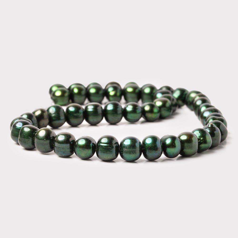 Emerald Green Ringed Baroque Freshwater Pearl 16 inch 47 pieces 10x9mm - The Bead Traders