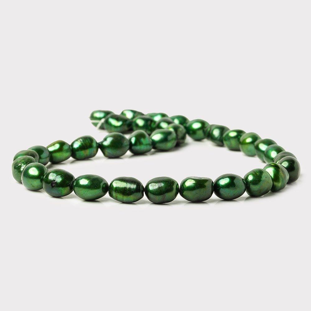 Emerald Green Straight Drilled Baroque Freshwater Pearls 15 inch 33 pieces - The Bead Traders