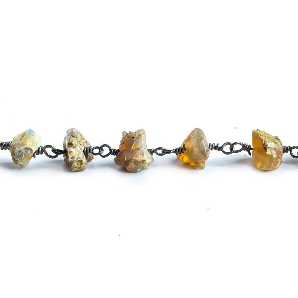 Ethiopian Opal Chip Bead Black Gold Chain 34 beads - The Bead Traders