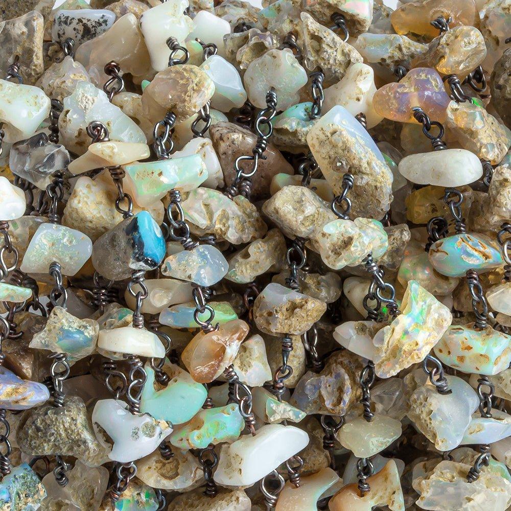 Ethiopian Opal Chip Bead Black Gold Chain 34 beads - The Bead Traders