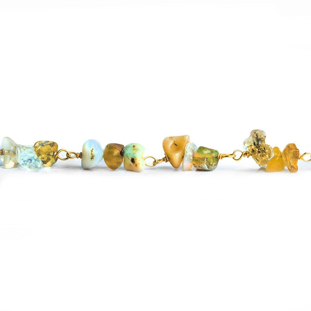 Ethiopian Opal Chip Trios Gold Chain by the Foot 69 pieces - The Bead Traders