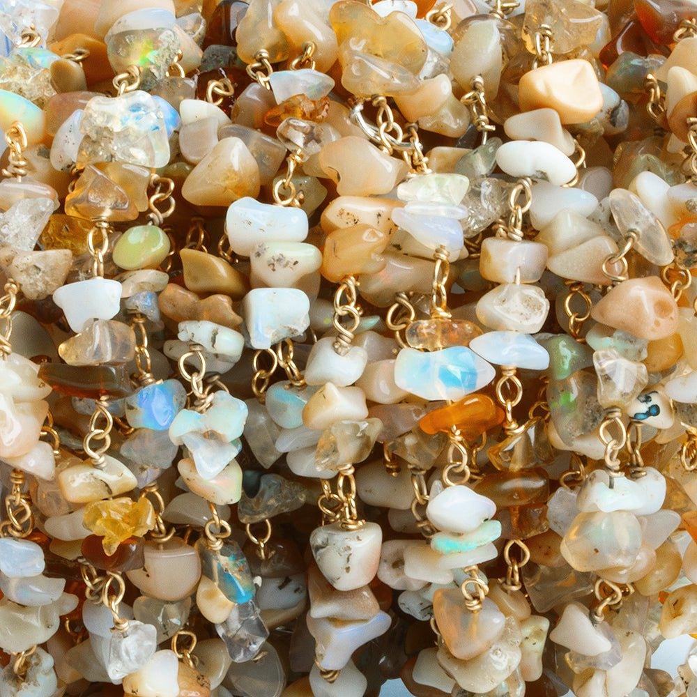 Ethiopian Opal Chip Trios Gold Chain by the Foot 69 pieces - The Bead Traders