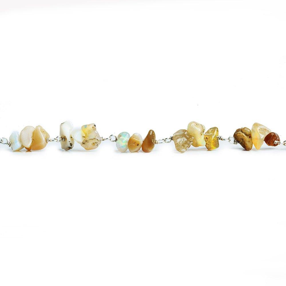 Ethiopian Opal Chip Trios Silver Plated Chain 69 pieces - The Bead Traders