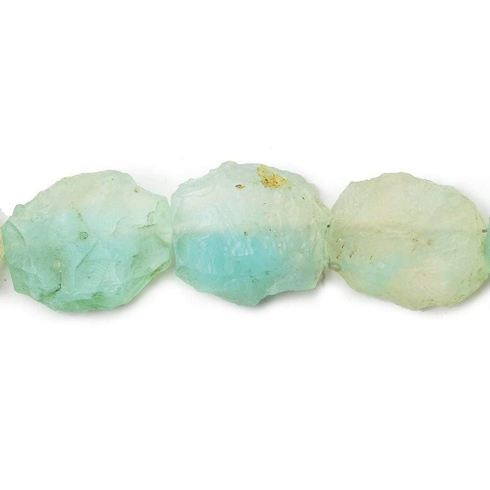 Fiji Blue Agate Hammer Faceted Oval Beads 8 inch 14 pieces - The Bead Traders