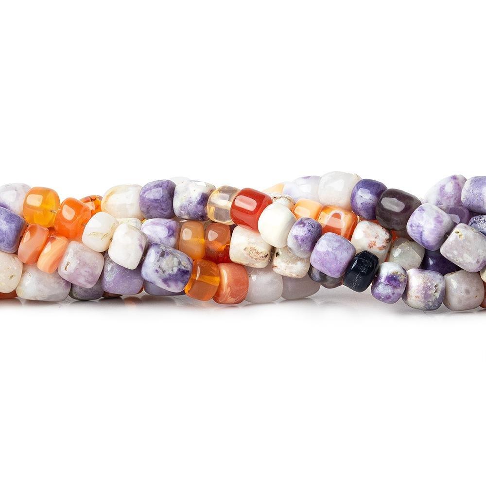 Fire Opal & Morado Opal plain rondelle and barrel beads 18 inches 95 pieces - The Bead Traders