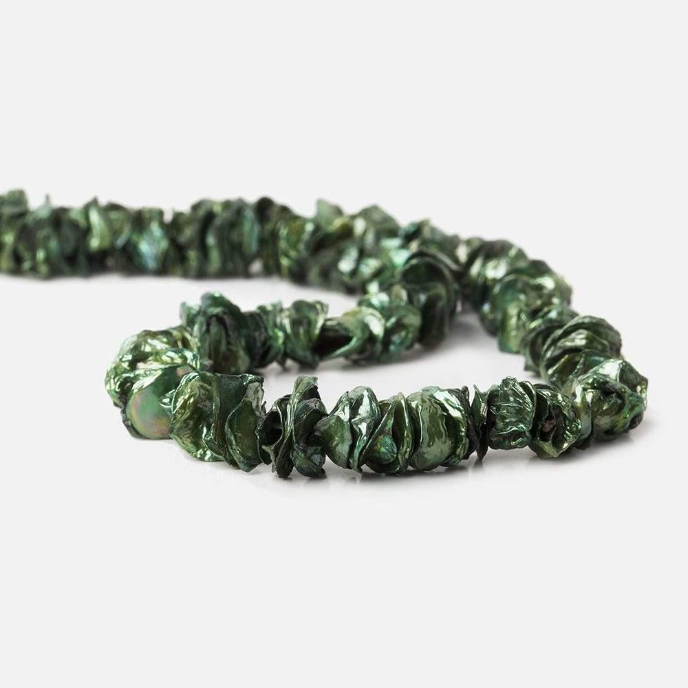 Forest Green Center Drilled Keshi Freshwater Pearl 148 pieces - The Bead Traders