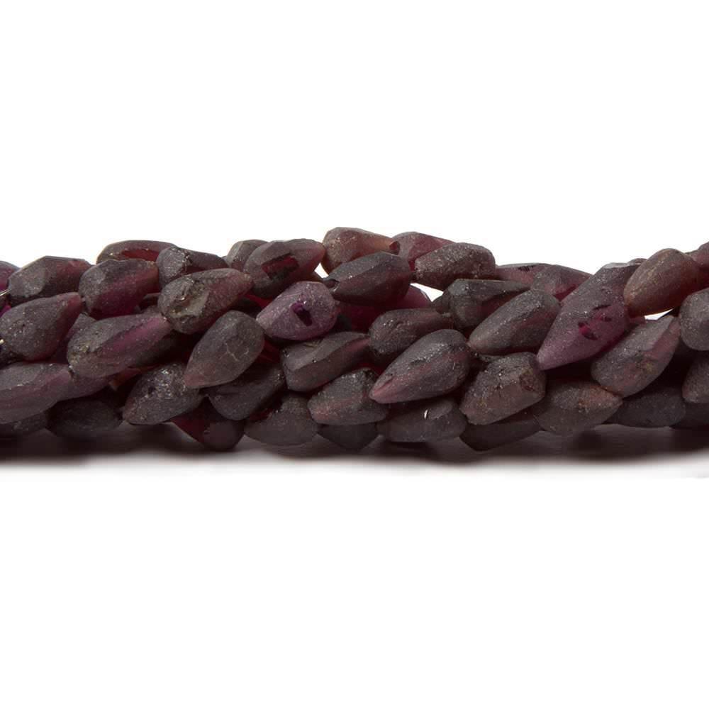 Frosted Garnet Faceted Teardrops 12.5 inch 29 pieces - The Bead Traders