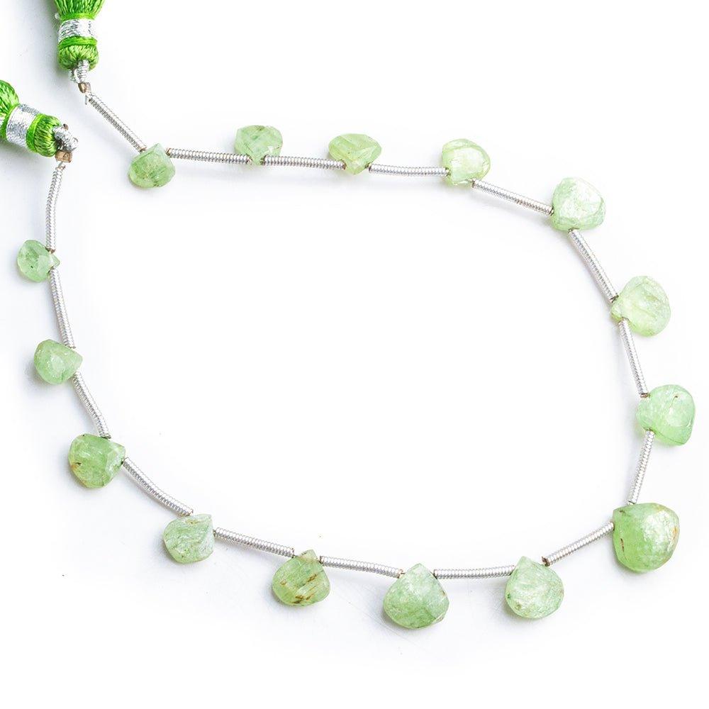 Frosted Green Kyanite Plain Heart Beads 7 inches 15 beads - The Bead Traders