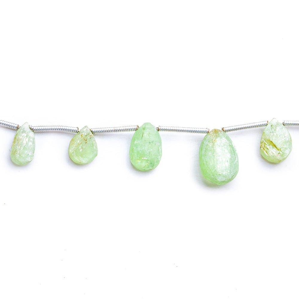 Frosted Green Kyanite Plain Pear Beads 7 inches 15 beads - The Bead Traders
