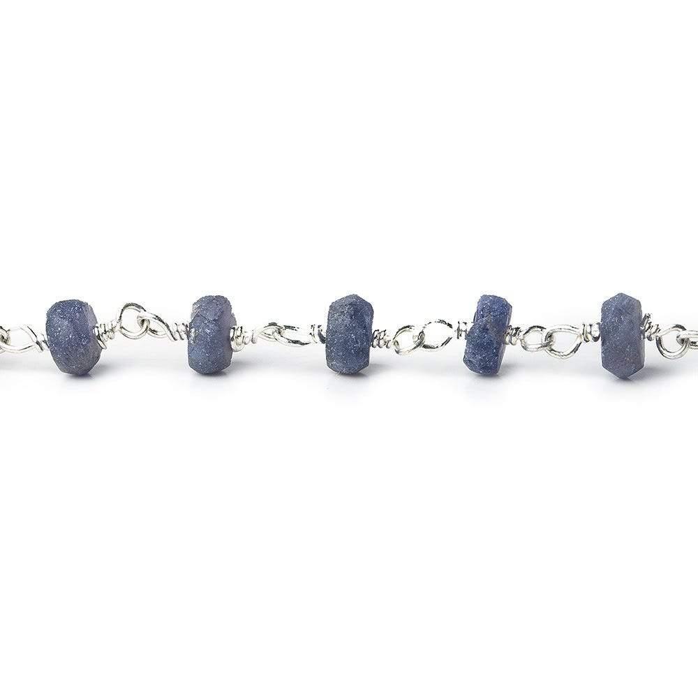 Frosted Iolite plain rondelle Silver plated Chain by the foot - The Bead Traders
