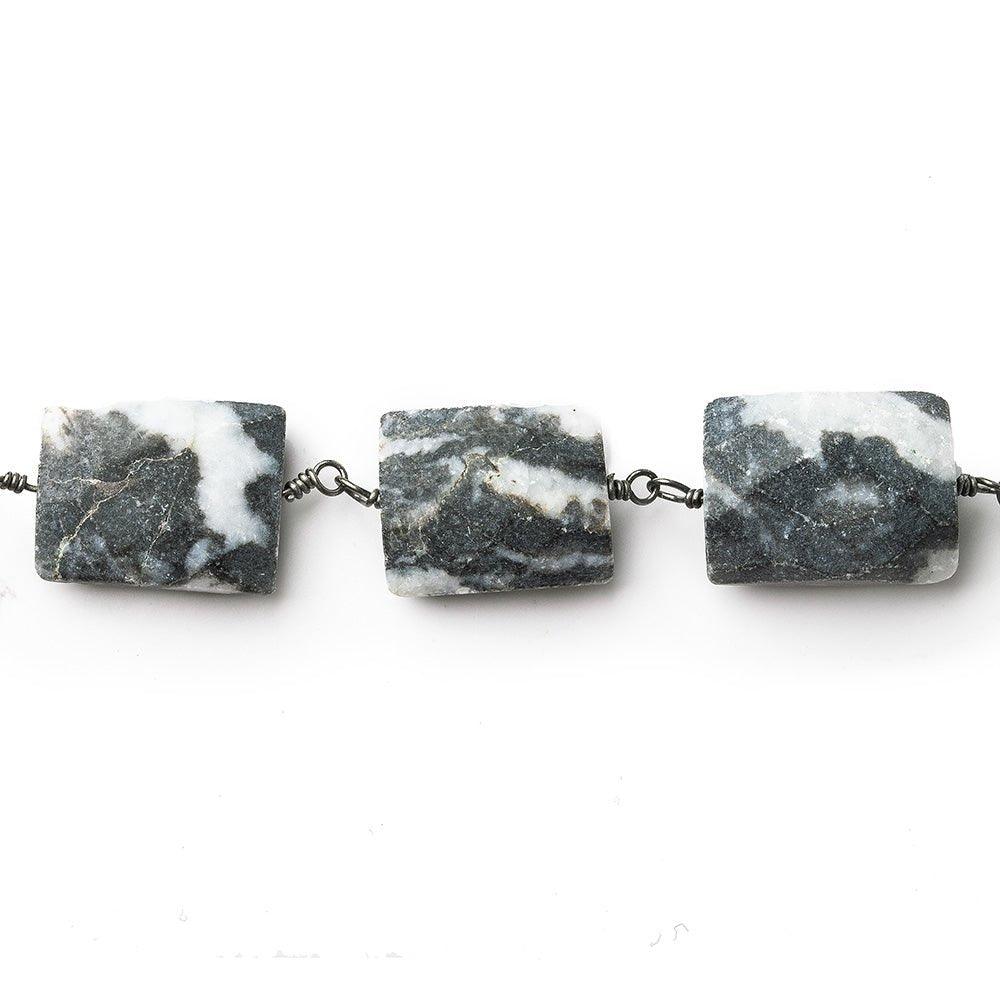 Frosted Piano Jasper faceted rectangle Black Gold plated Chain by the foot - The Bead Traders