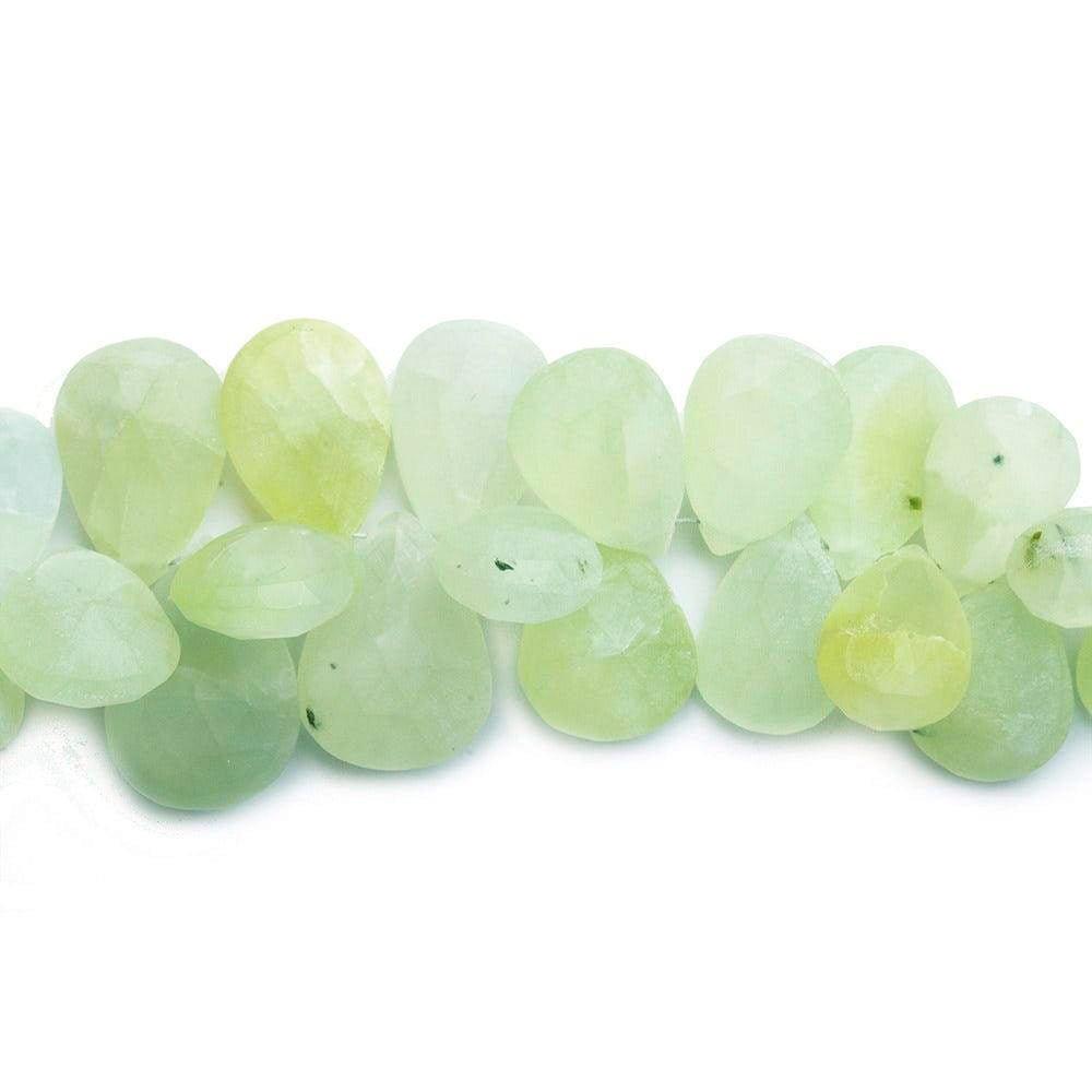 Frosted Prehnite Faceted Pear 8 inch 55 pieces - The Bead Traders
