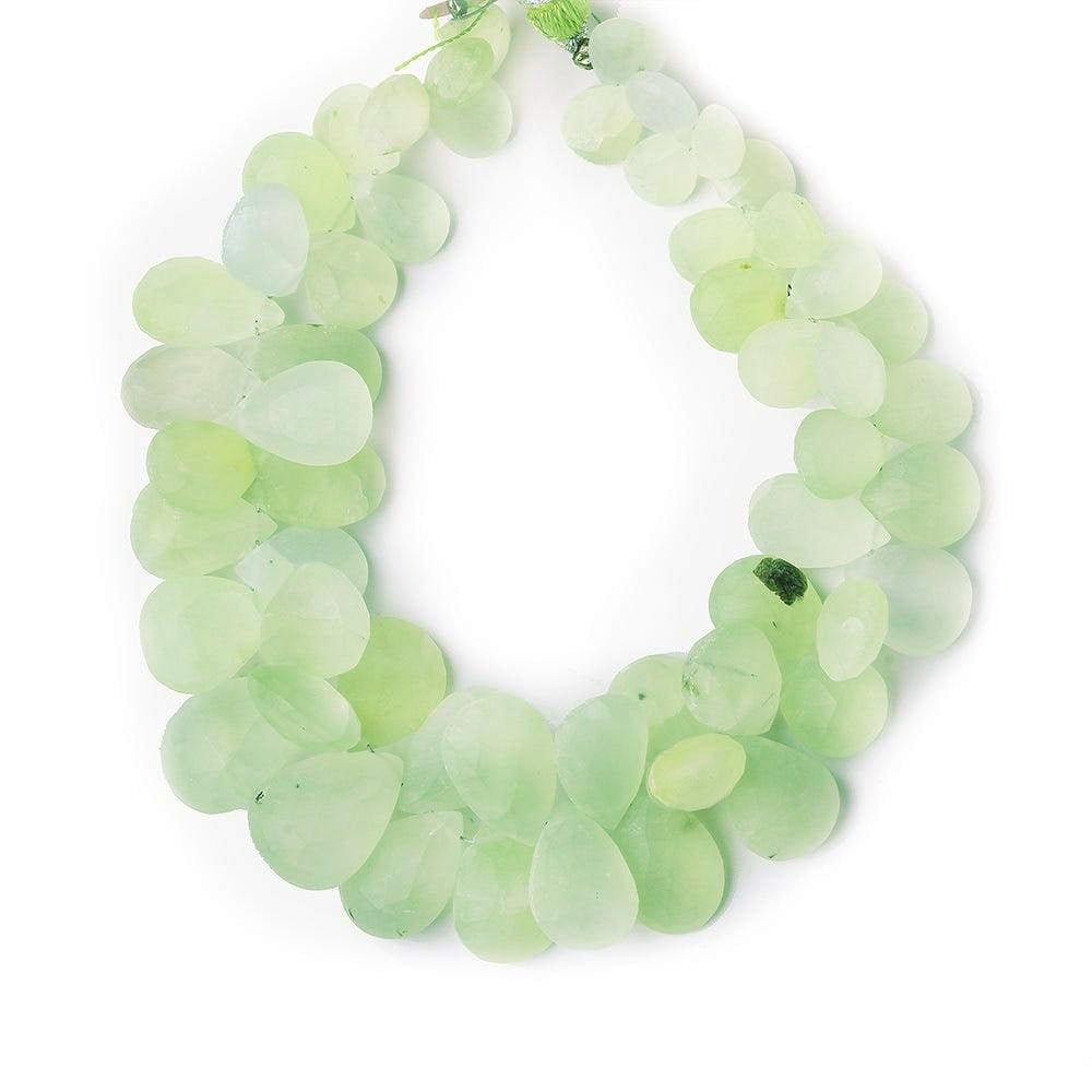 Frosted Prehnite Faceted Pear 8 inch 55 pieces - The Bead Traders