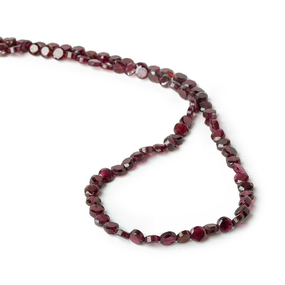 Garnet Faceted Coin Beads, 14.25 inch, 5mm average, 71 pieces - The Bead Traders