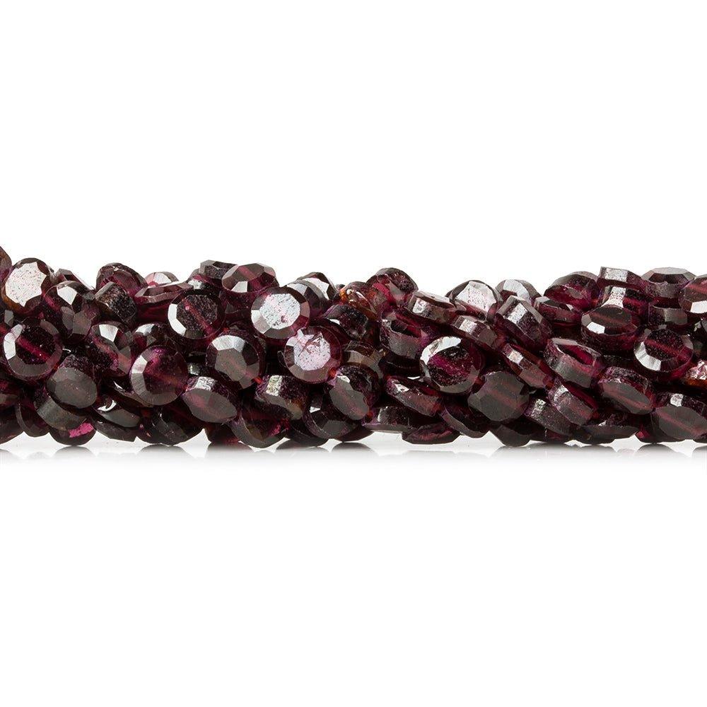 Garnet Faceted Coin Beads, 14.25 inch, 5mm average, 71 pieces - The Bead Traders